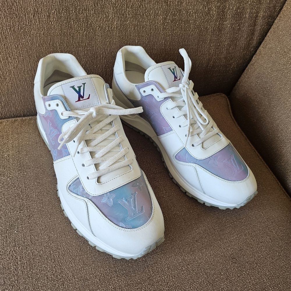 Louis Vuitton White/Iridescent Leather  & PVC Run Away Sneakers UK 9.5/US 10.5 - Picture 2 of 16